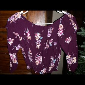 Juniors Long Sleeve Off the Shoulder Crop Top